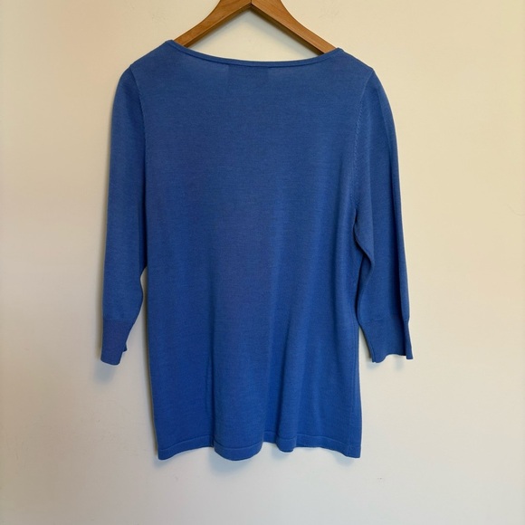 Bob Mackie Wearable Art Blue 3/4 Length Sleeves White Sequins size small - Picture 2 of 8